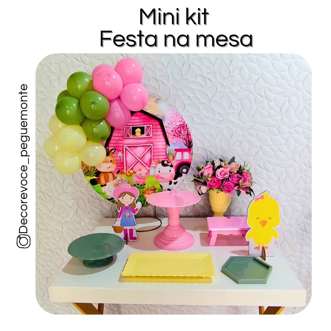 Kit Mesa Fazendinha Rosa - Decore Você Pegue & Monte