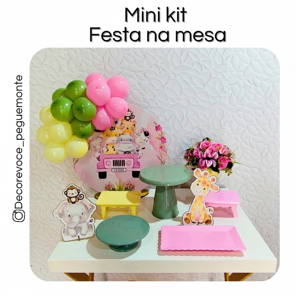 Kit Mesa Safari Rosa - Decore Você Pegue & Monte
