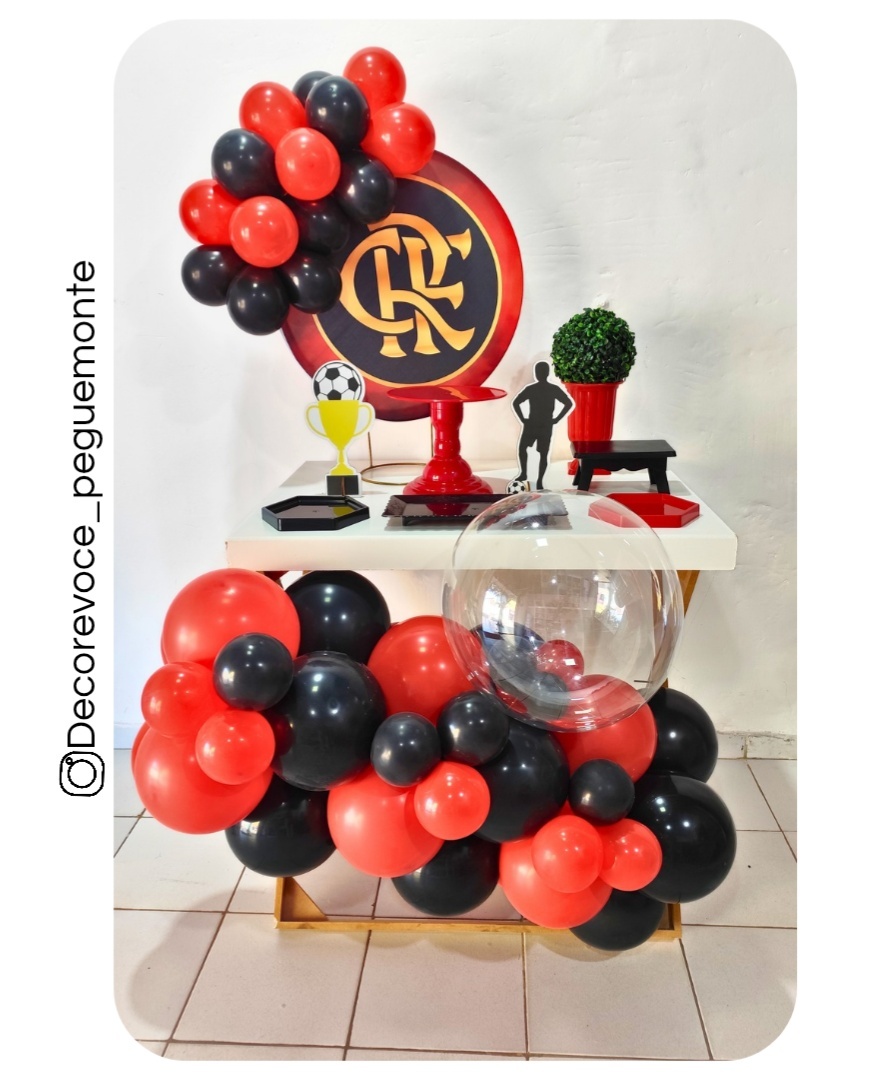 Kit Mesa Flamengo 1 + Mesa + Arco de Balão - Decore Você Pegue & Monte