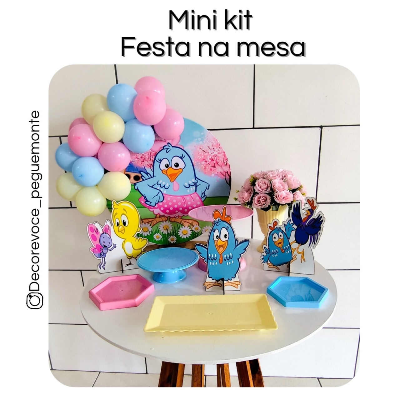 Kit Mesa Galinha Pintadinha Rosa  - Decore Você Pegue & Monte