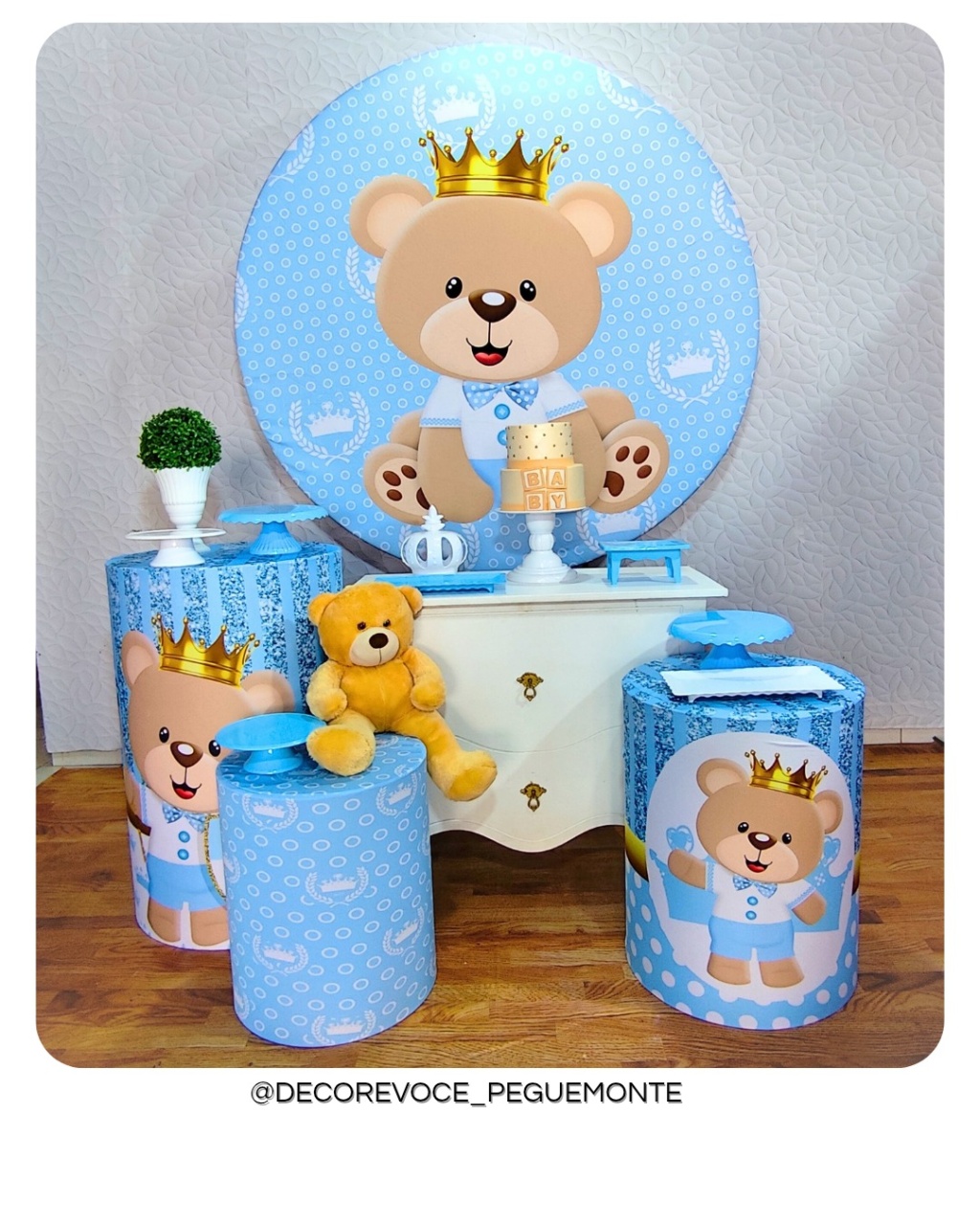 Kit Festejar Ursinho Azul Claro - Decore Você Pegue & Monte