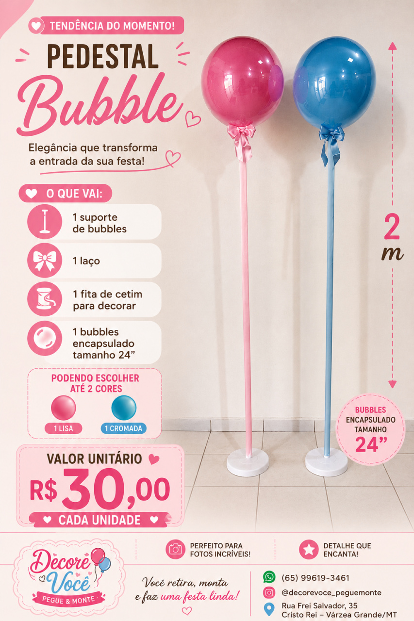 Pedestal de Balão Bubbles (24 Polegadas) - Decore Você Pegue & Monte