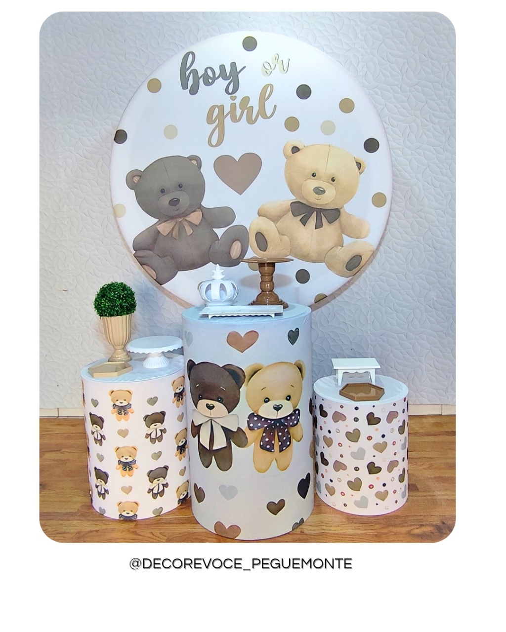 Kit Pratico Revelação Ursinhos Marrom - Decore Você Pegue & Monte