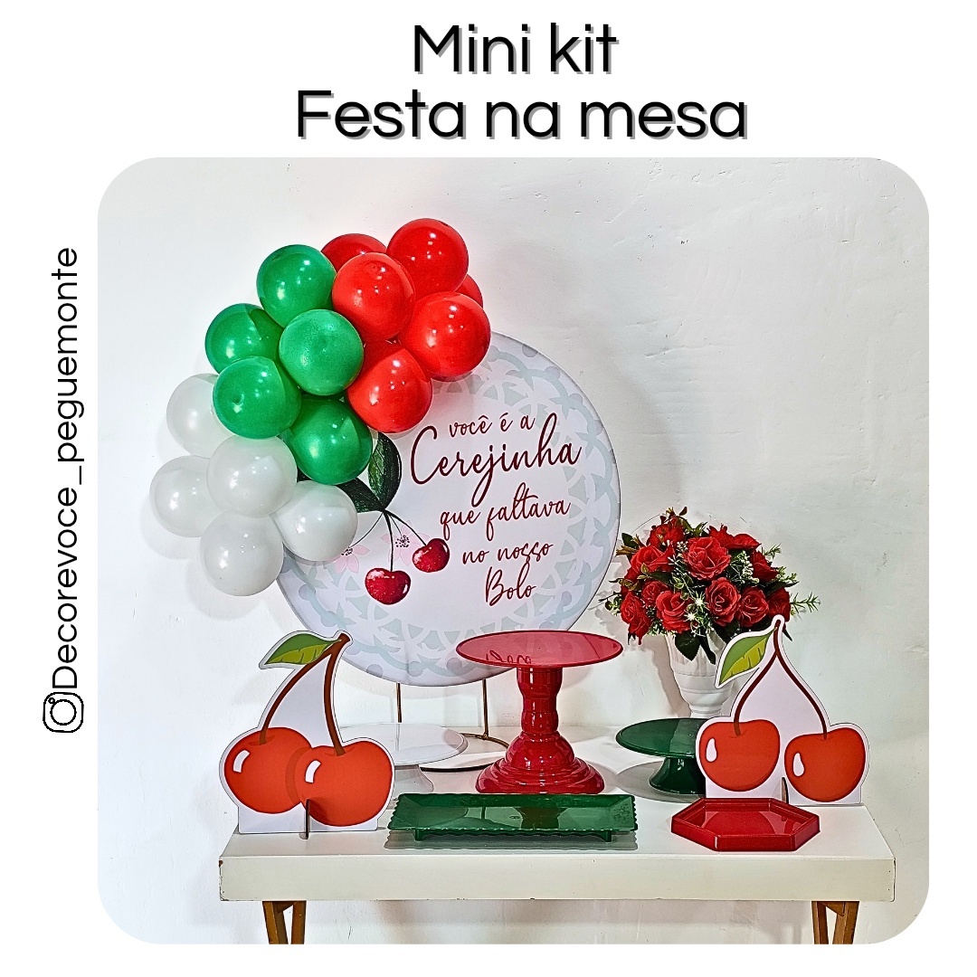 Kit Mesa Cereja Do Bolo - Decore Você Pegue & Monte