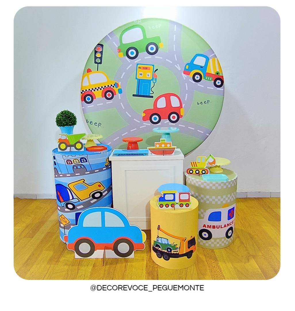 Kit Festejar Carrinhos (Meios de Transportes) - Decore Você Pegue & Monte
