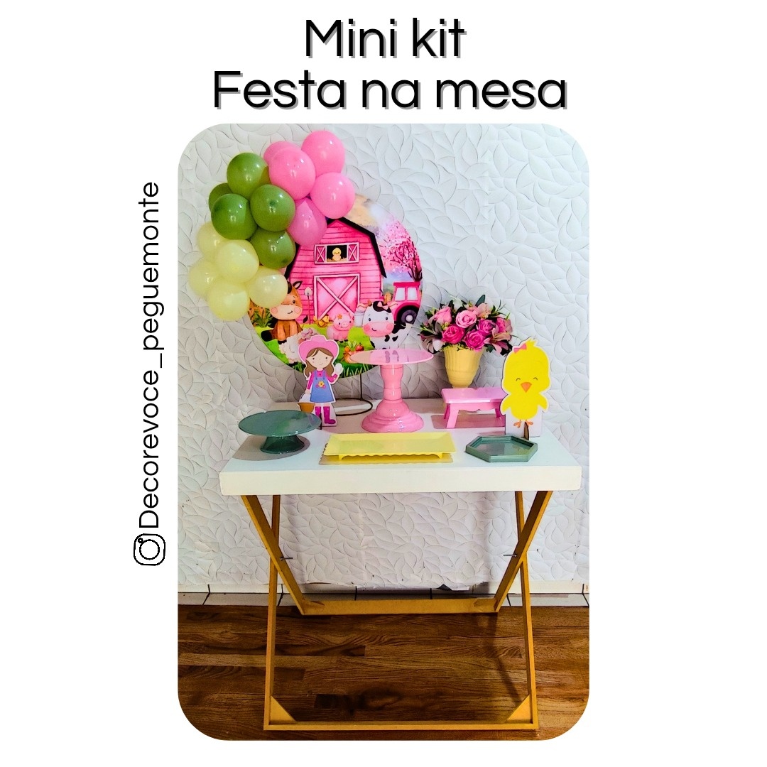 Kit Mesa Fazendinha Rosa+ Mesa - Decore Você Pegue & Monte