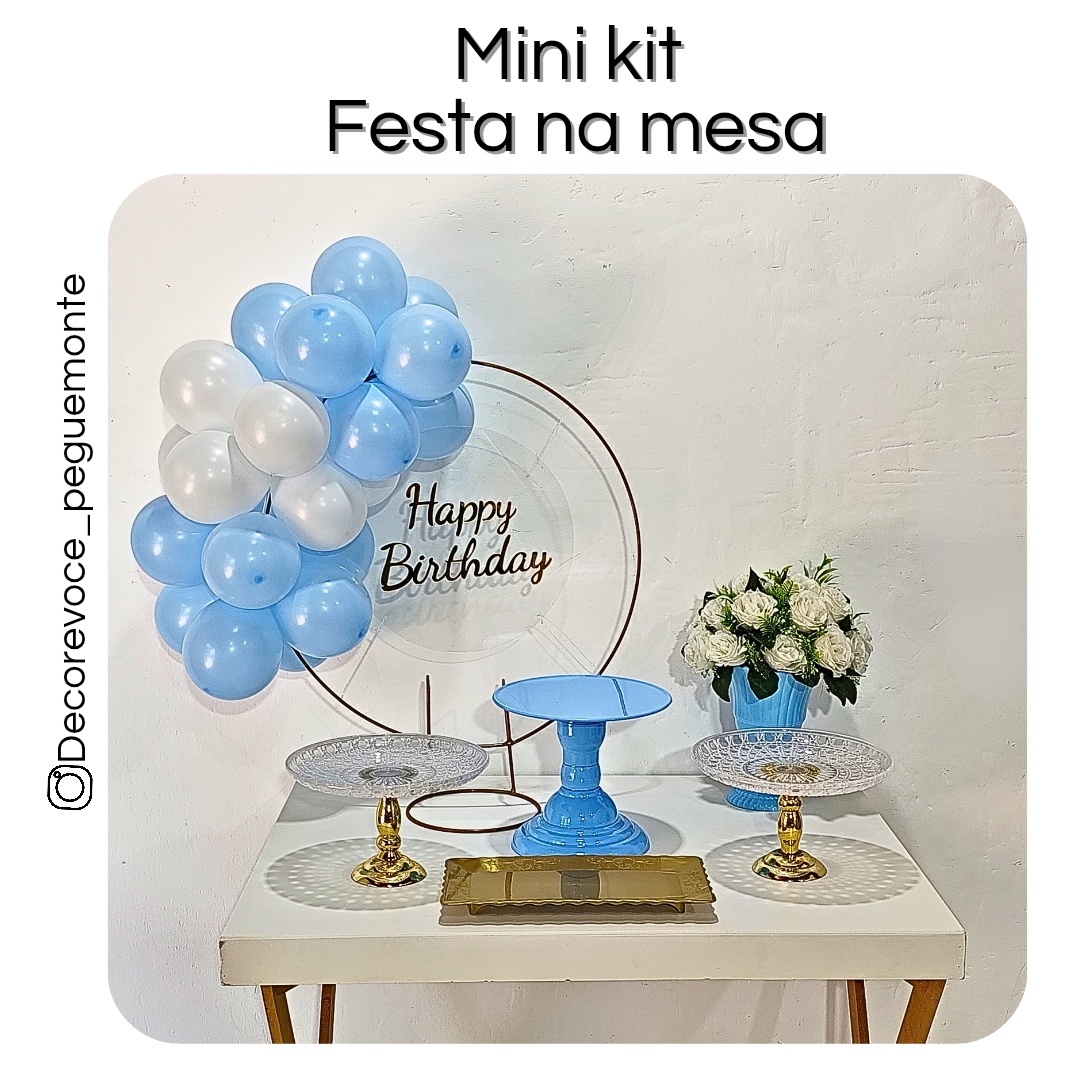 Kit Mesa Azul Claro E Branco (Acrílico) - Decore Você Pegue & Monte
