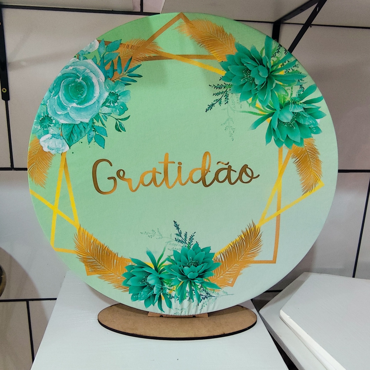 Kit Mesa Gratidão Azul  - Decore Você Pegue & Monte