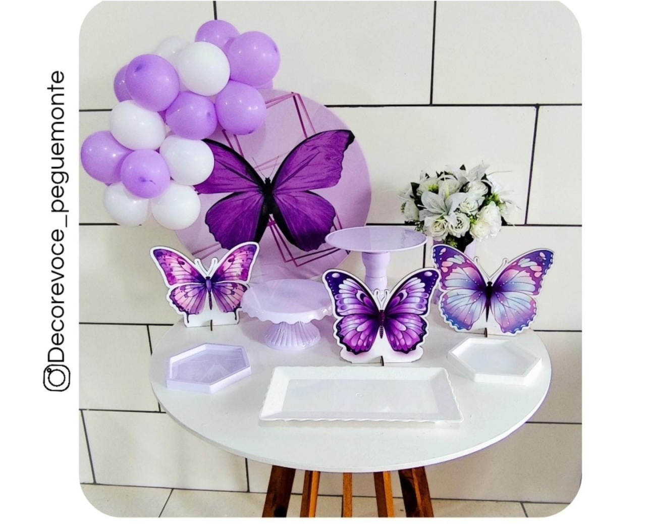 Kit Mesa Adulto Borboleta Lilás 1 - Decore Você Pegue & Monte