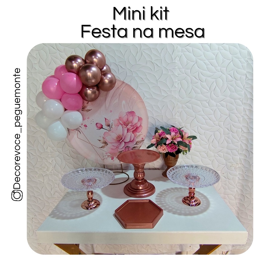 Kit Mesa Floral Rosa - Decore Você Pegue & Monte