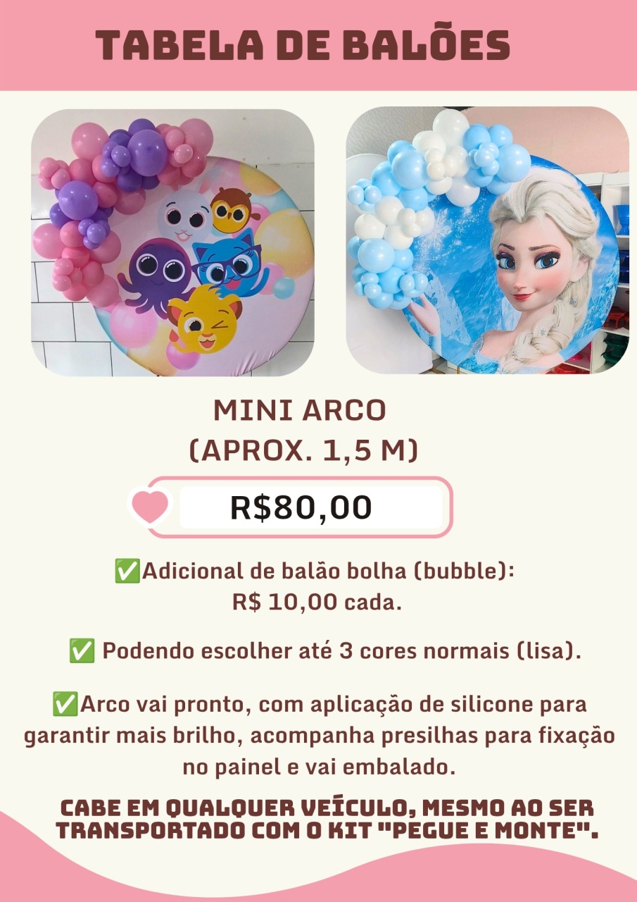 Mini Arco de Balões 3 Cores Normais (Aprox. 1,5)M - Decore Você Pegue & Monte