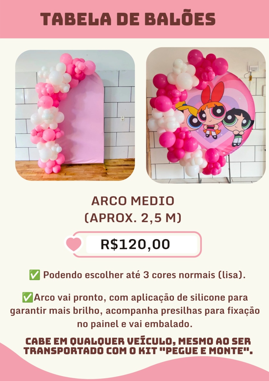 Arco de Balões Com 3 Cores Normais (Aprox. 2,5M) - Decore Você Pegue & Monte