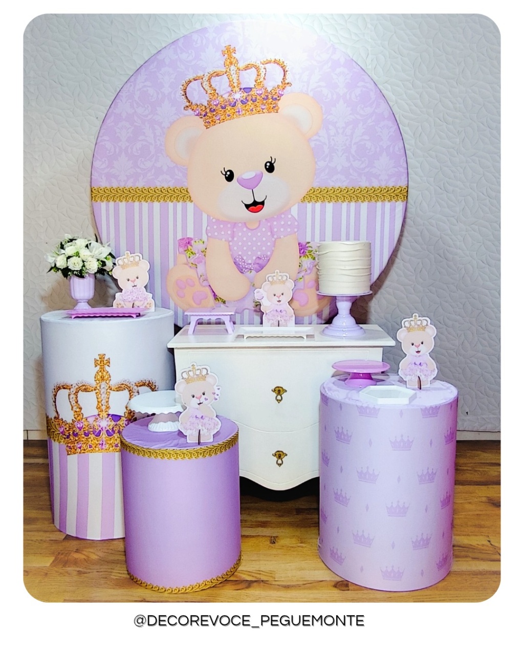 Kit Festejar Ursinha Princesa Lilás - Decore Você Pegue & Monte