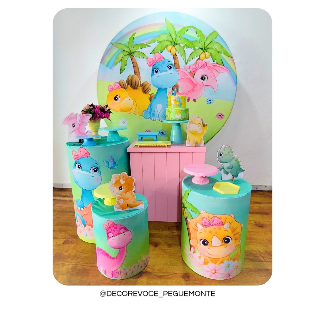 Kit Festejar Dino Baby Menina - Decore Você Pegue & Monte