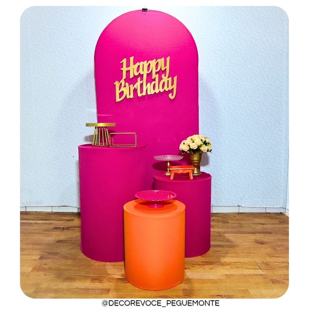 Kit Adulto Happy Rosa Pink E Laranja  - Decore Você Pegue & Monte