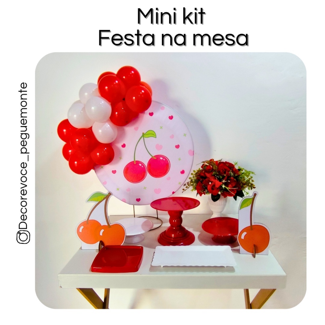 Kit Mesa Cereja 2 (Vermelho E Branco) - Decore Você Pegue & Monte