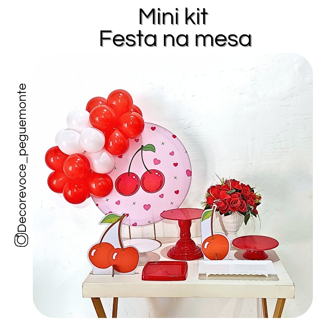 Kit Mesa Cereja 2 (Vermelho E Branco) - Decore Você Pegue & Monte