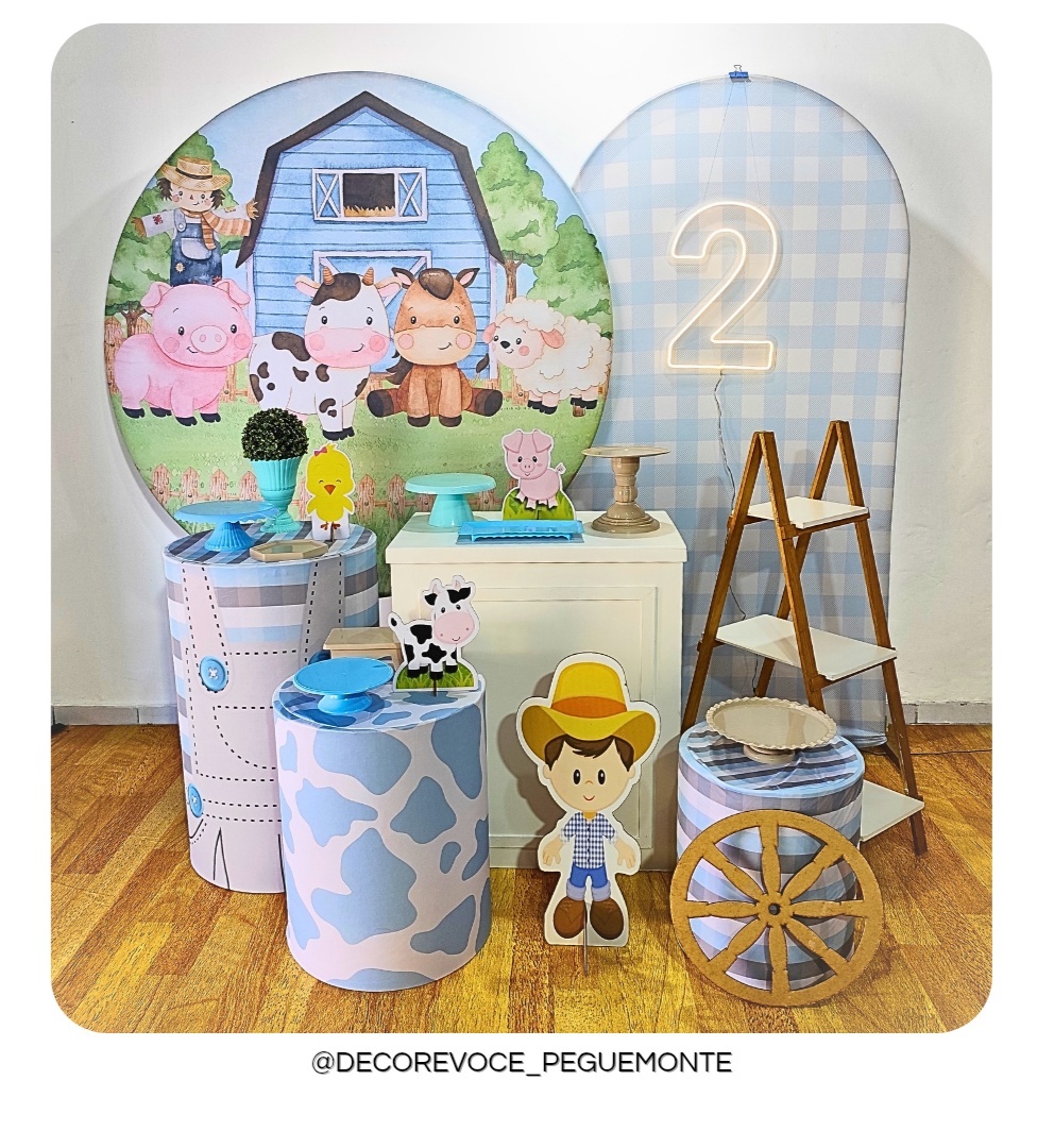 Kit Premium Fazendinha Azul Menino - Decore Você Pegue & Monte