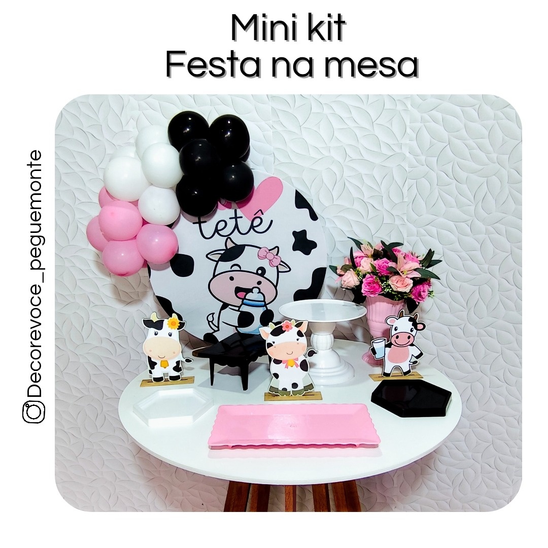 Kit Mesa Vaquinha Menina  - Decore Você Pegue & Monte