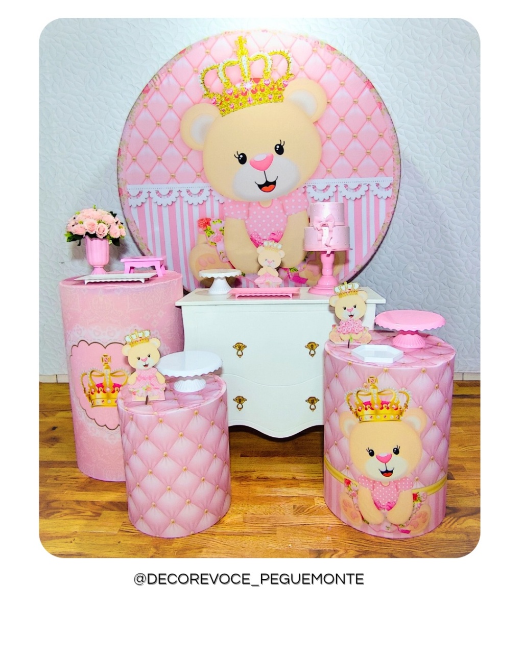 Kit Festeja Ursinha Rosa  - Decore Você Pegue & Monte