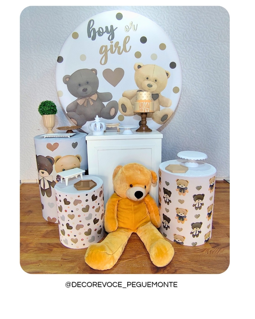Kit Festejar Revelação Ursinhos Marrom  - Decore Você Pegue & Monte