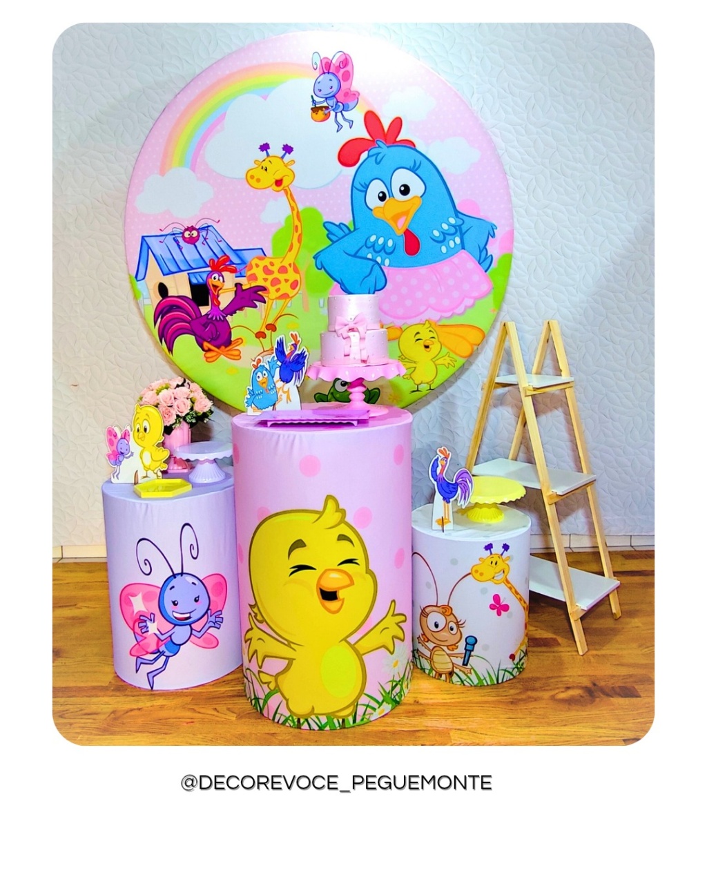 Kit Completo Galinha Pintadinha Rosa  - Decore Você Pegue & Monte