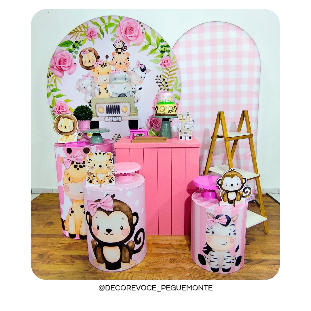 Kit Premium Safari Rosa - Decore Você Pegue & Monte
