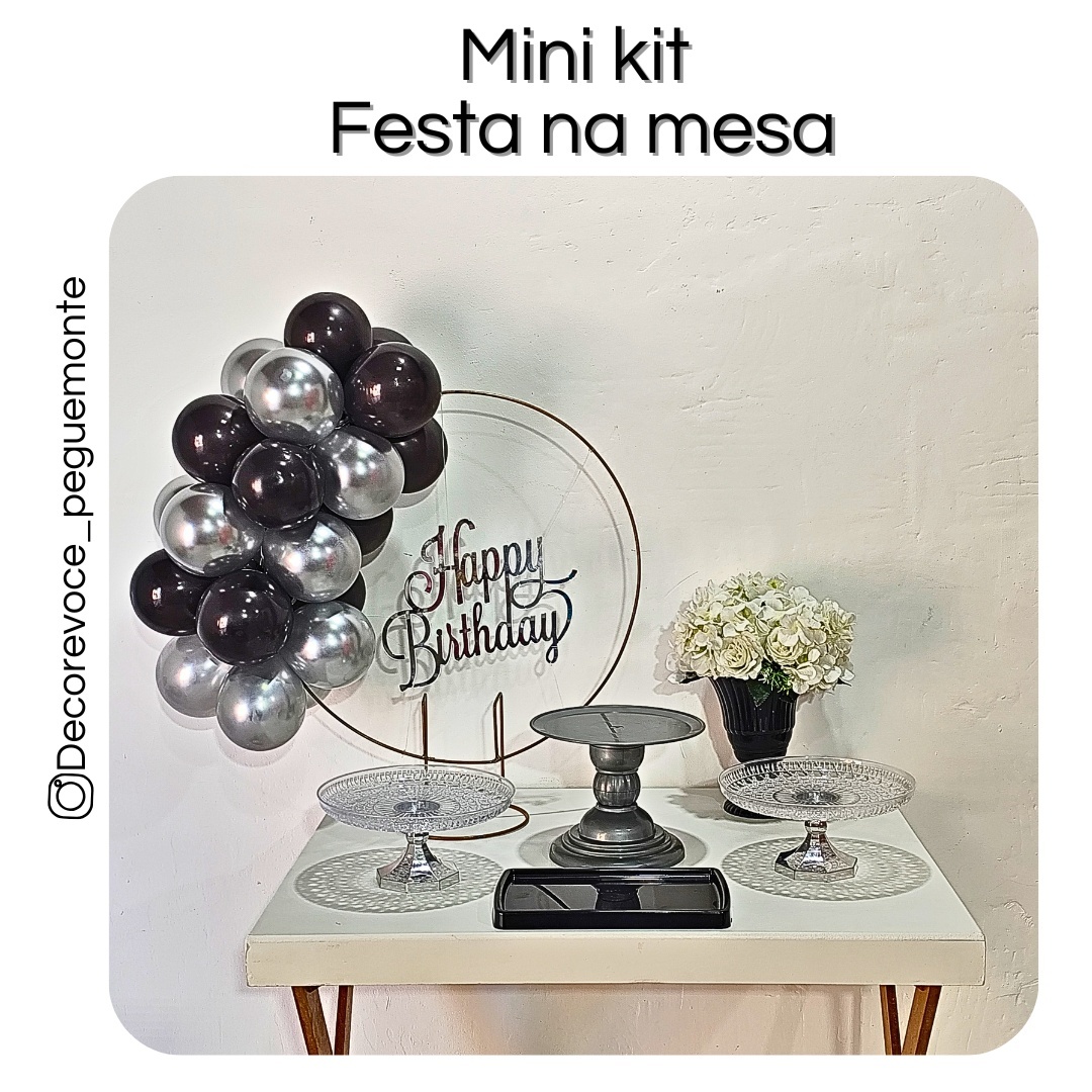 Kit Mesa Preto E Prata (Acrílico) - Decore Você Pegue & Monte