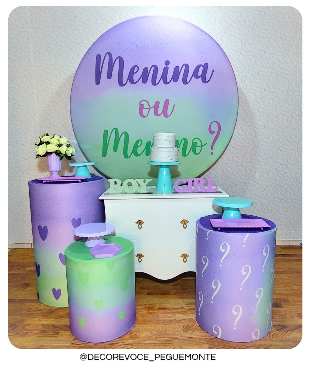 Kit Festejar Revelação Lilás E Verde - Decore Você Pegue & Monte