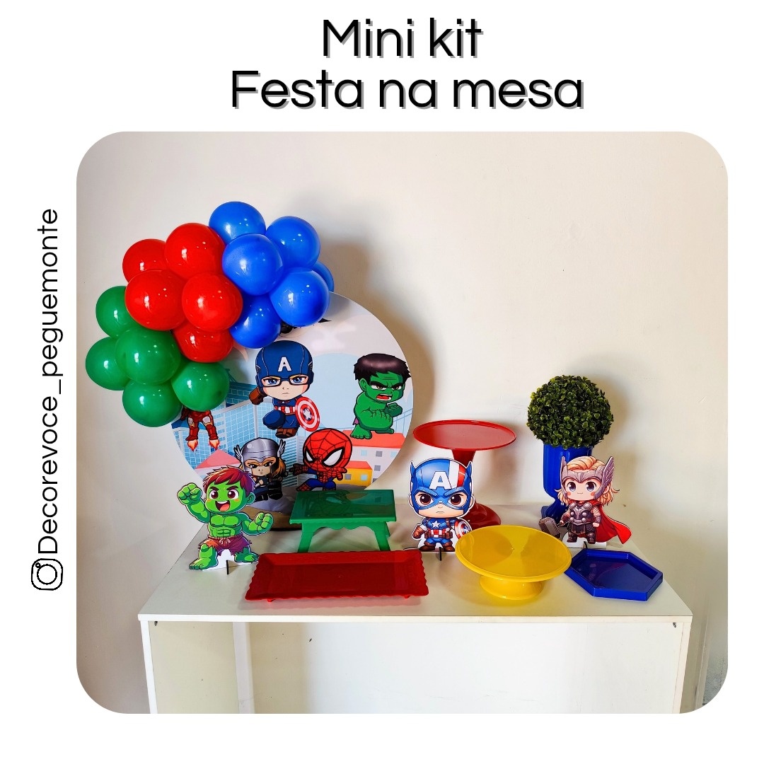 Kit Mesa Os Vingadores Cute - Decore Você Pegue & Monte