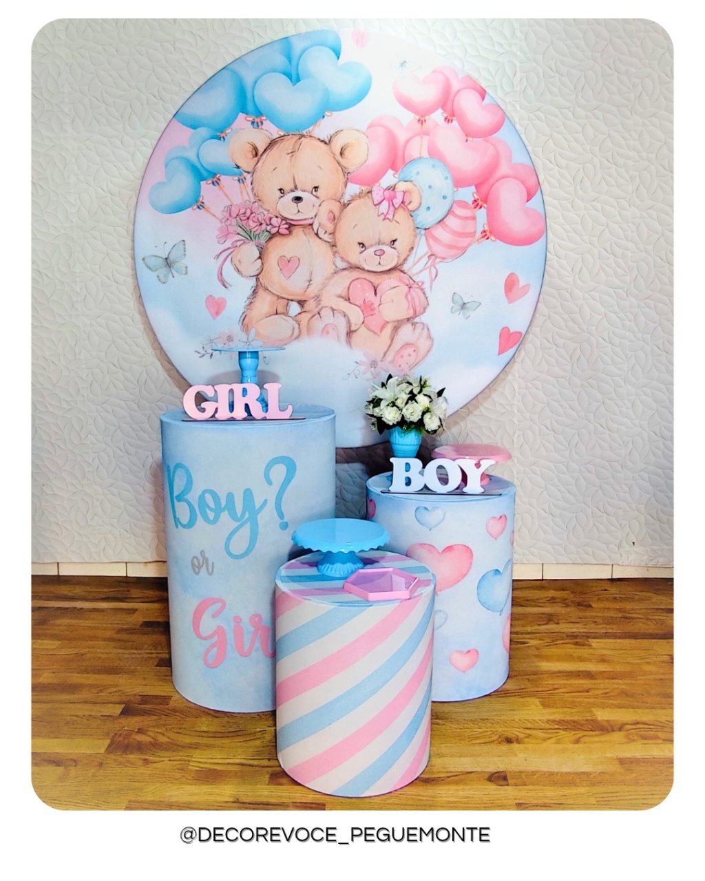 Kit Pratico Revelação Ursinhos Rosa E Azul - Decore Você Pegue & Monte