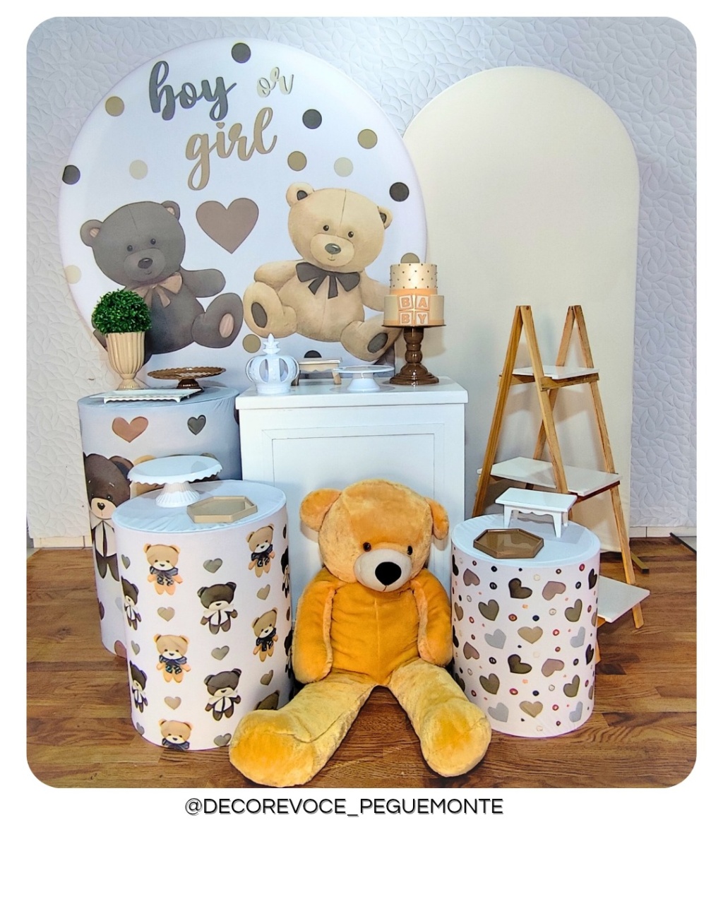 Kit Premium Revelação Ursinhos Marrom  - Decore Você Pegue & Monte