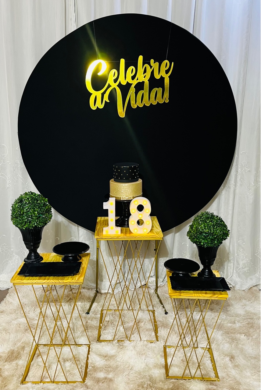Kit Top Celebre A Vida C/ Painel Redondo - Ns Decorações Pegue e Monte