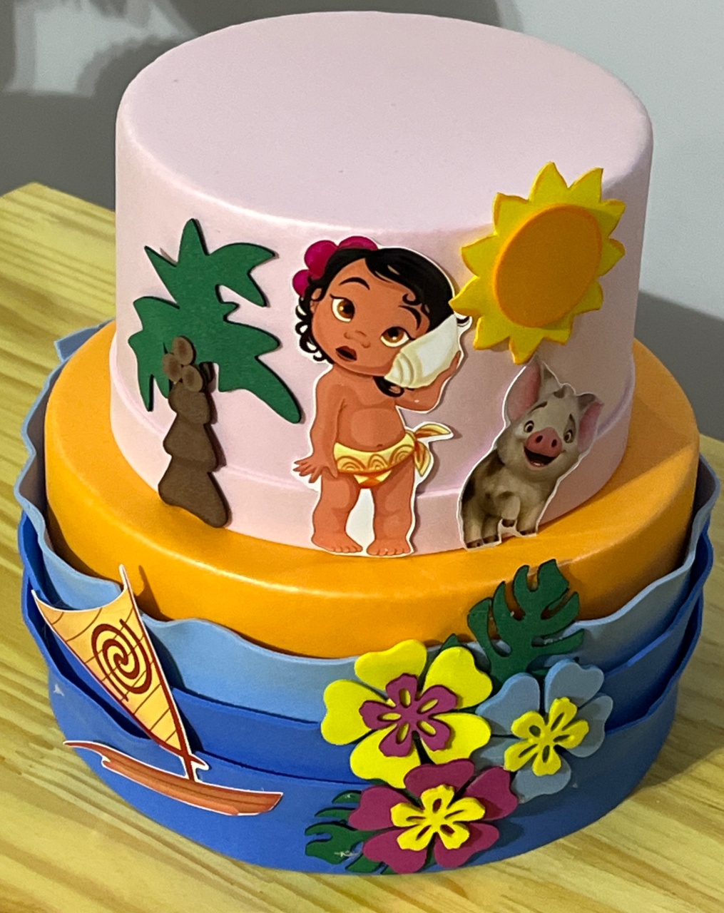 Bolo Fake Moana Baby - Ns Decorações Pegue e Monte