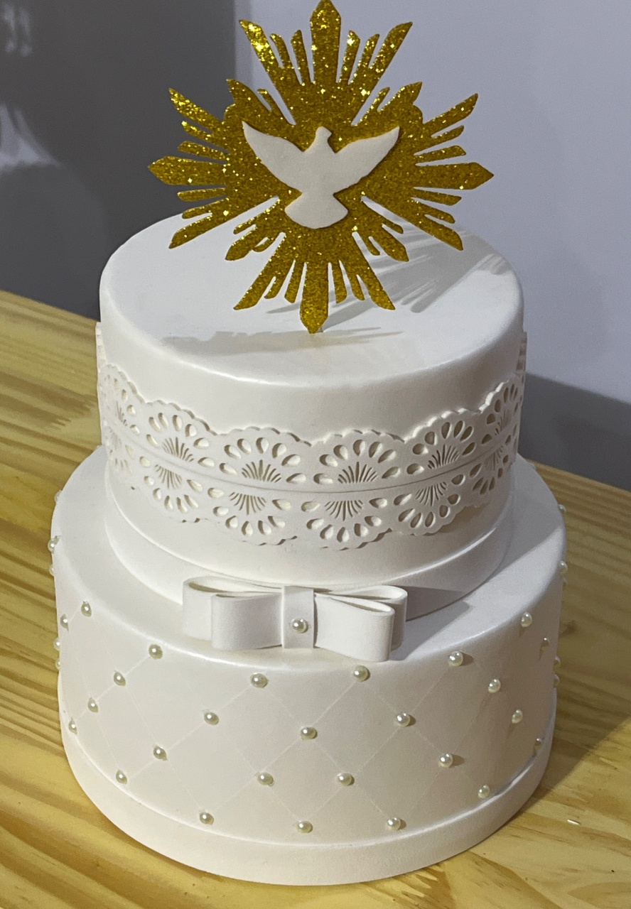 Bolo Fake Batizado - Ns Decorações Pegue e Monte