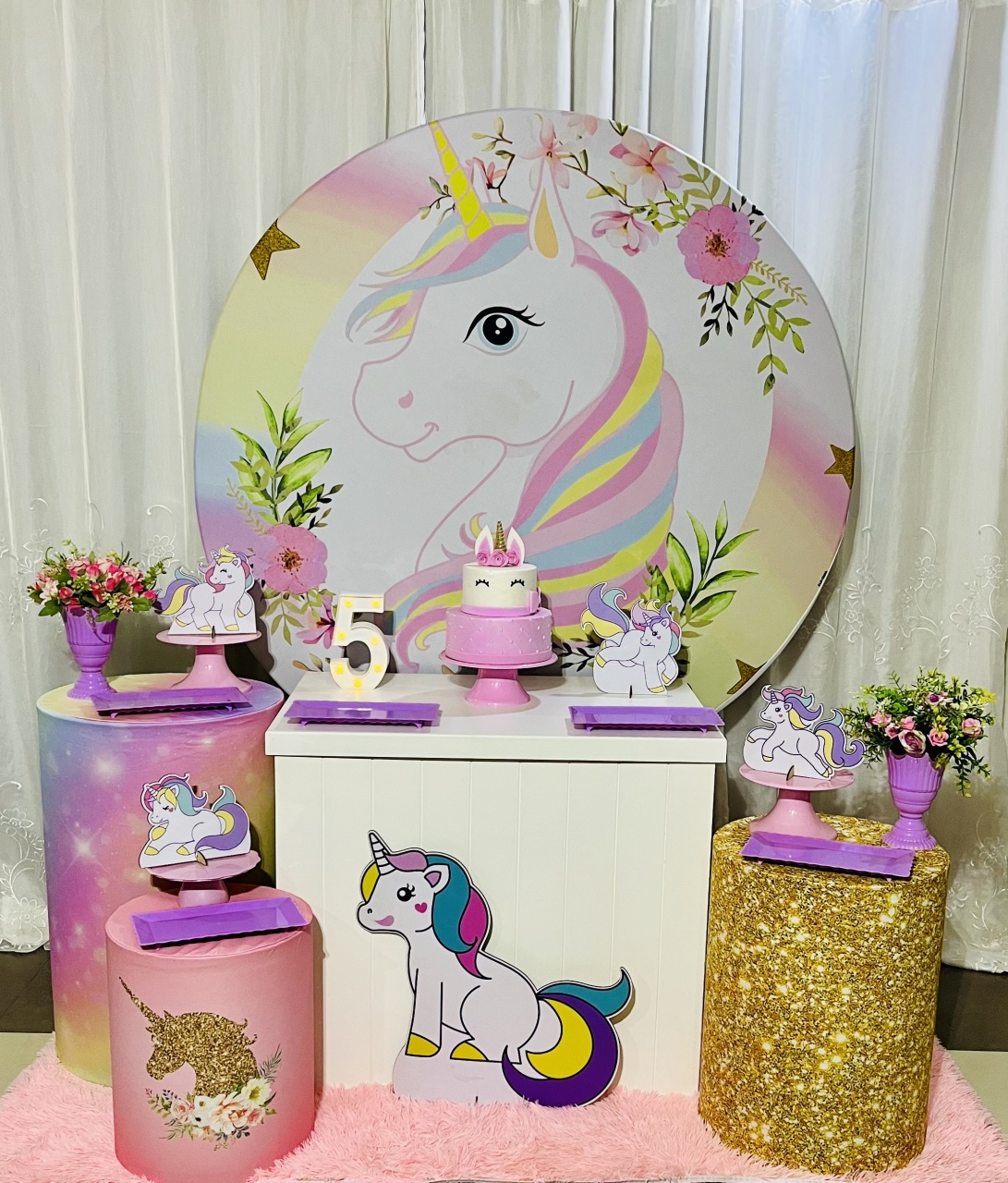 Kit Ouro Unicórnio - Ns Decorações Pegue e Monte