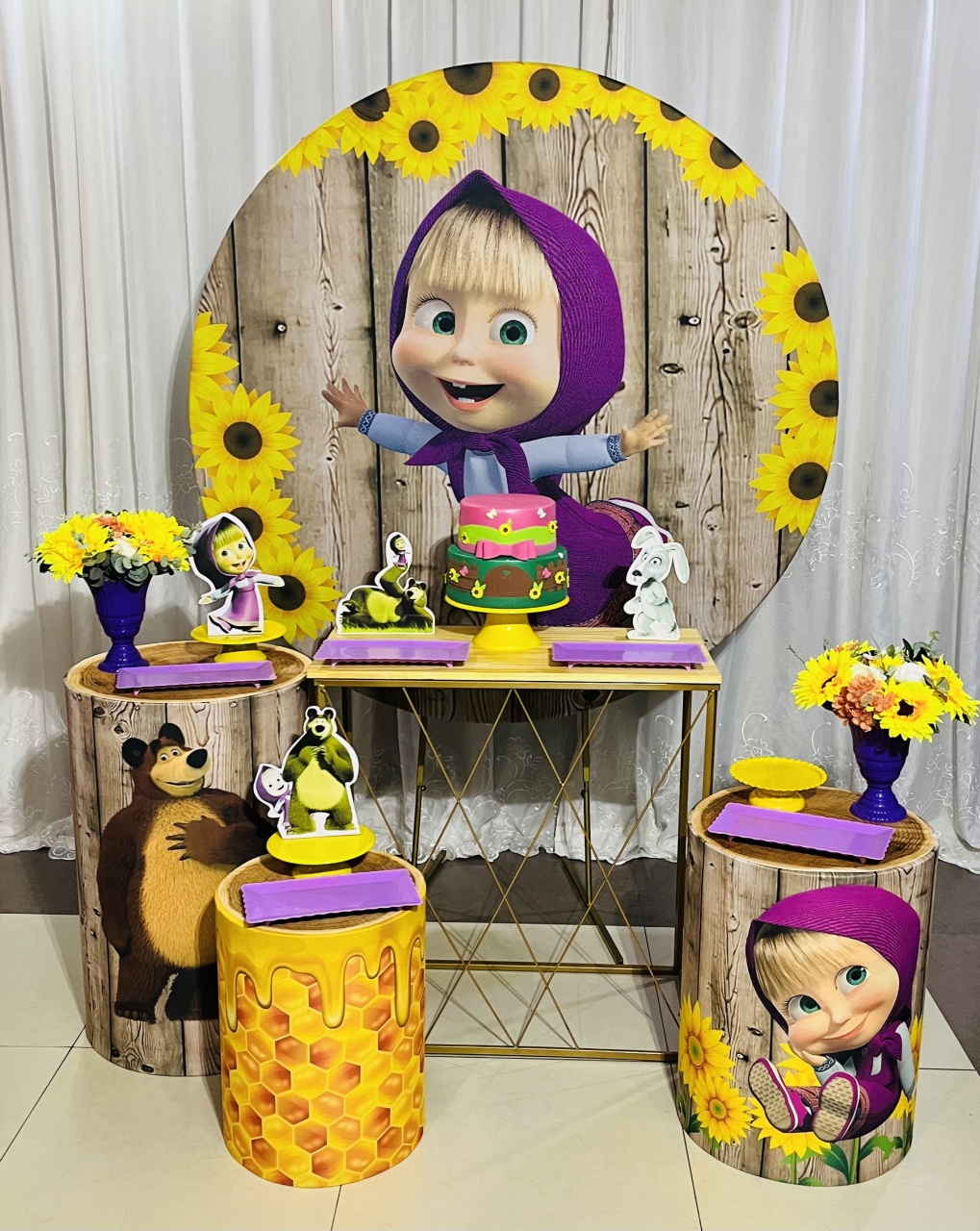 Masha E O Urso Kit Ouro - Ns Decorações Pegue e Monte