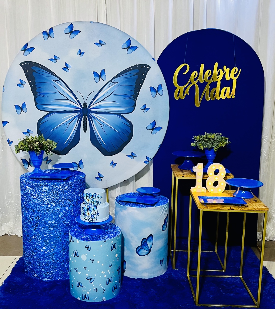 Kit Prata Premium Borboleta Azul - Ns Decorações Pegue e Monte