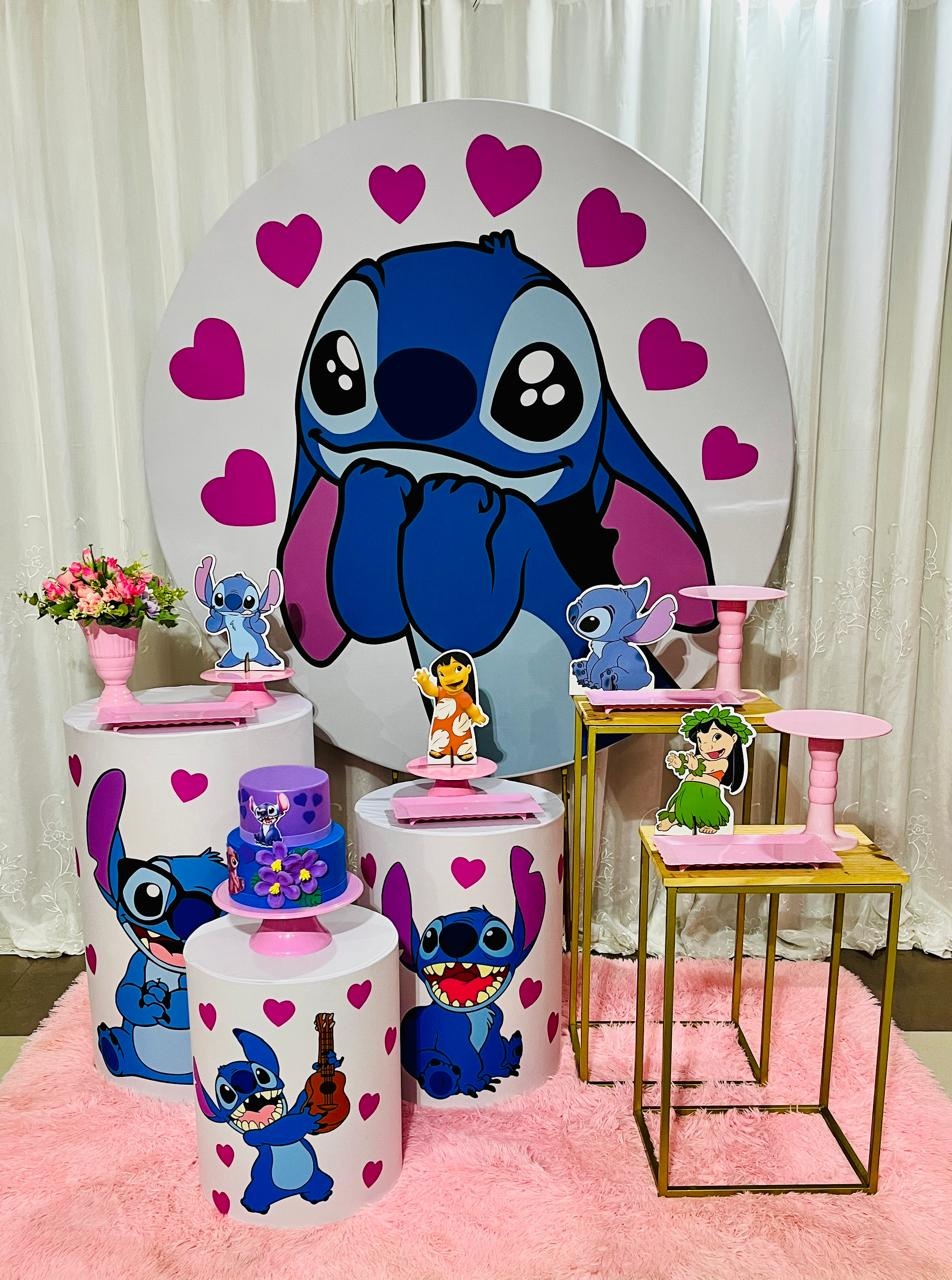 Kit Prata Stitch Rosa - Ns Decorações Pegue e Monte