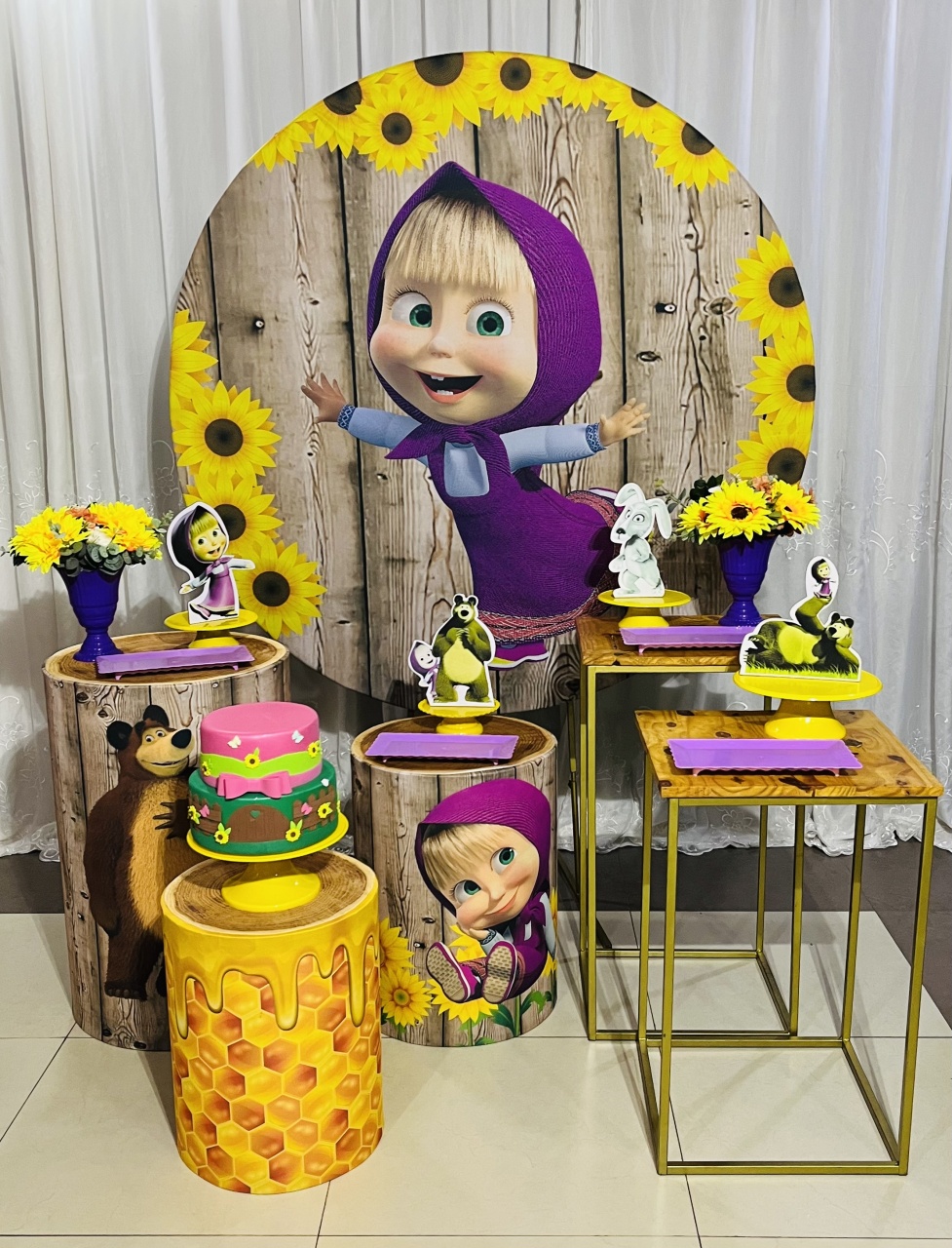 Masha E O Urso Kit Prata - Ns Decorações Pegue e Monte