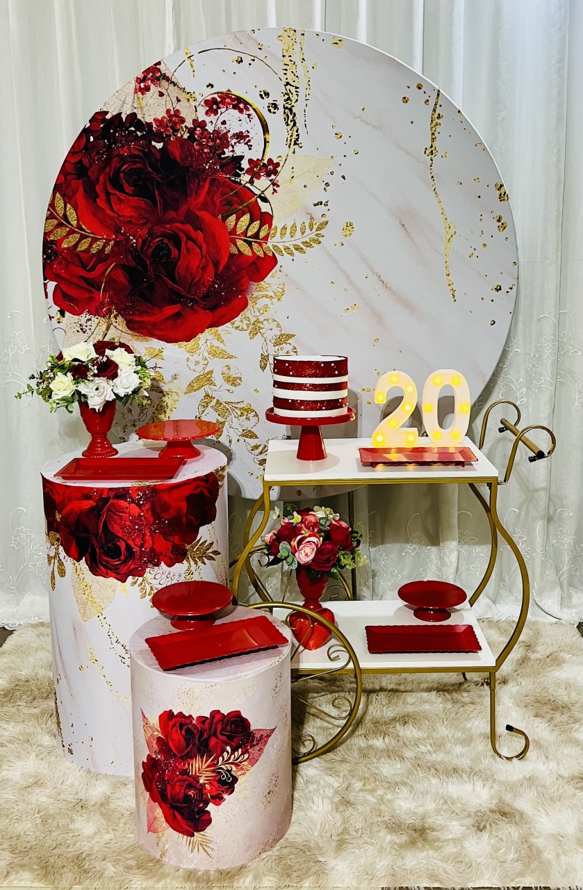 Kit Top Floral Vermelho - Ns Decorações Pegue e Monte