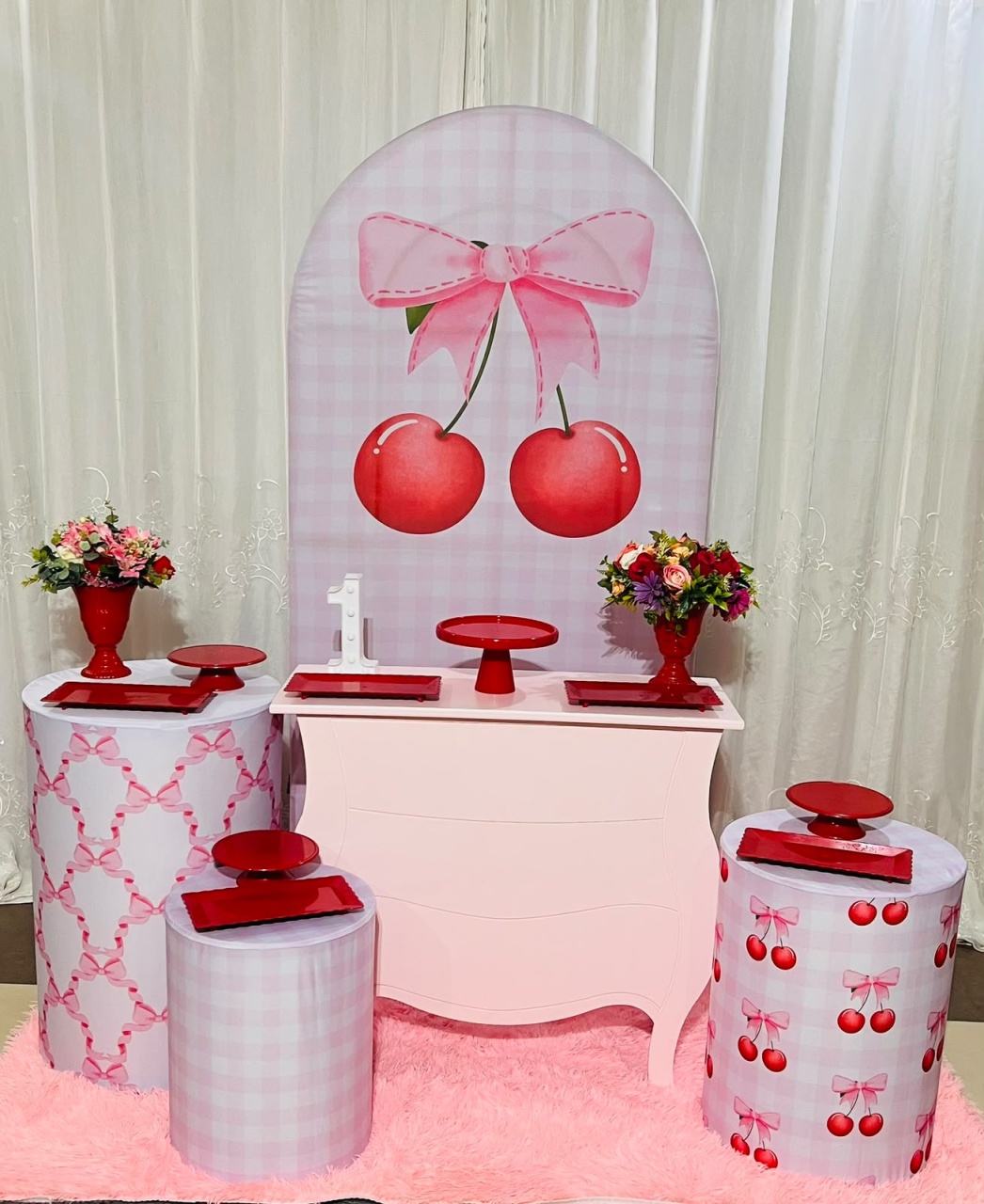 Kit Ouro Cereja Painel Romano - Ns Decorações Pegue e Monte