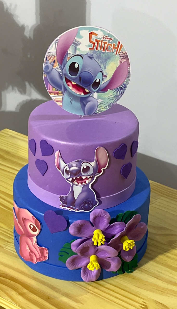 Bolo Fake Stitch - Ns Decorações Pegue e Monte