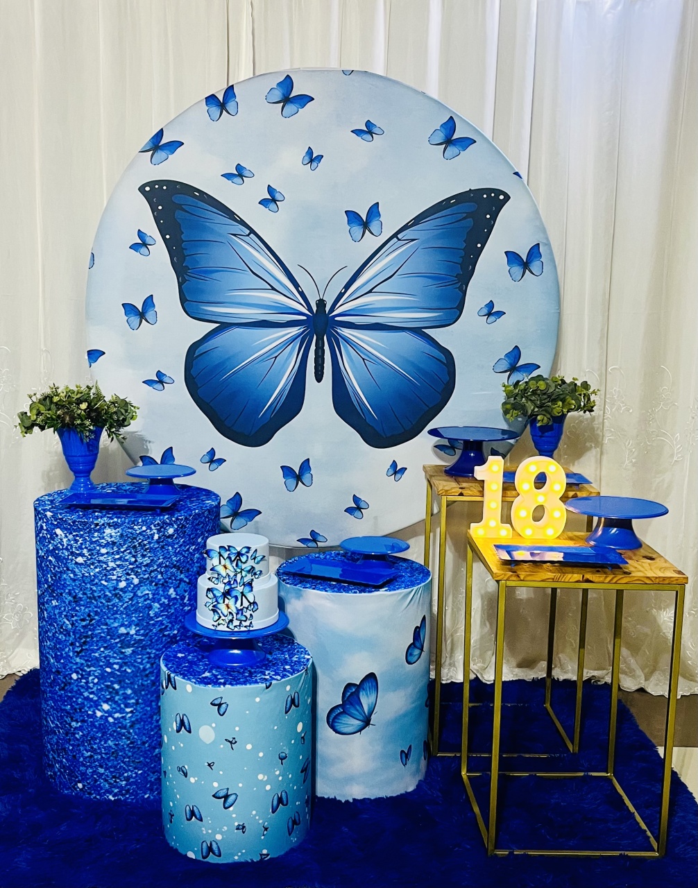 Kit Prata Borboleta Azul - Ns Decorações Pegue e Monte