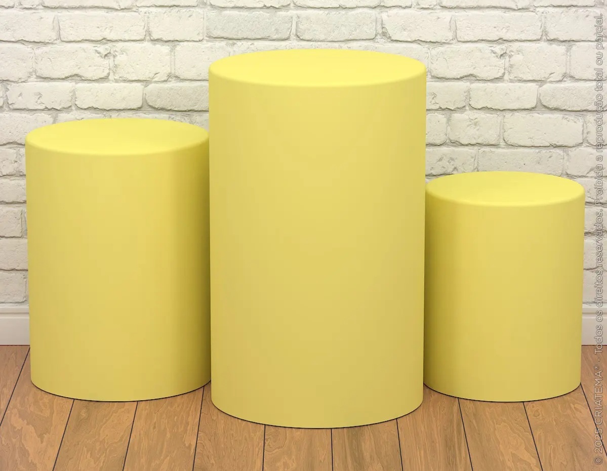 Capas Cilindros G, M, P Amarelo - Ns Decorações Pegue e Monte