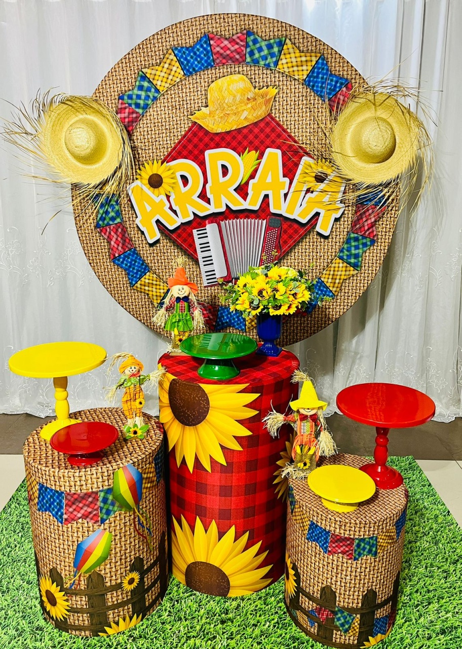 Kit Essencial Premium Arraiá Girassol - Ns Decorações Pegue e Monte