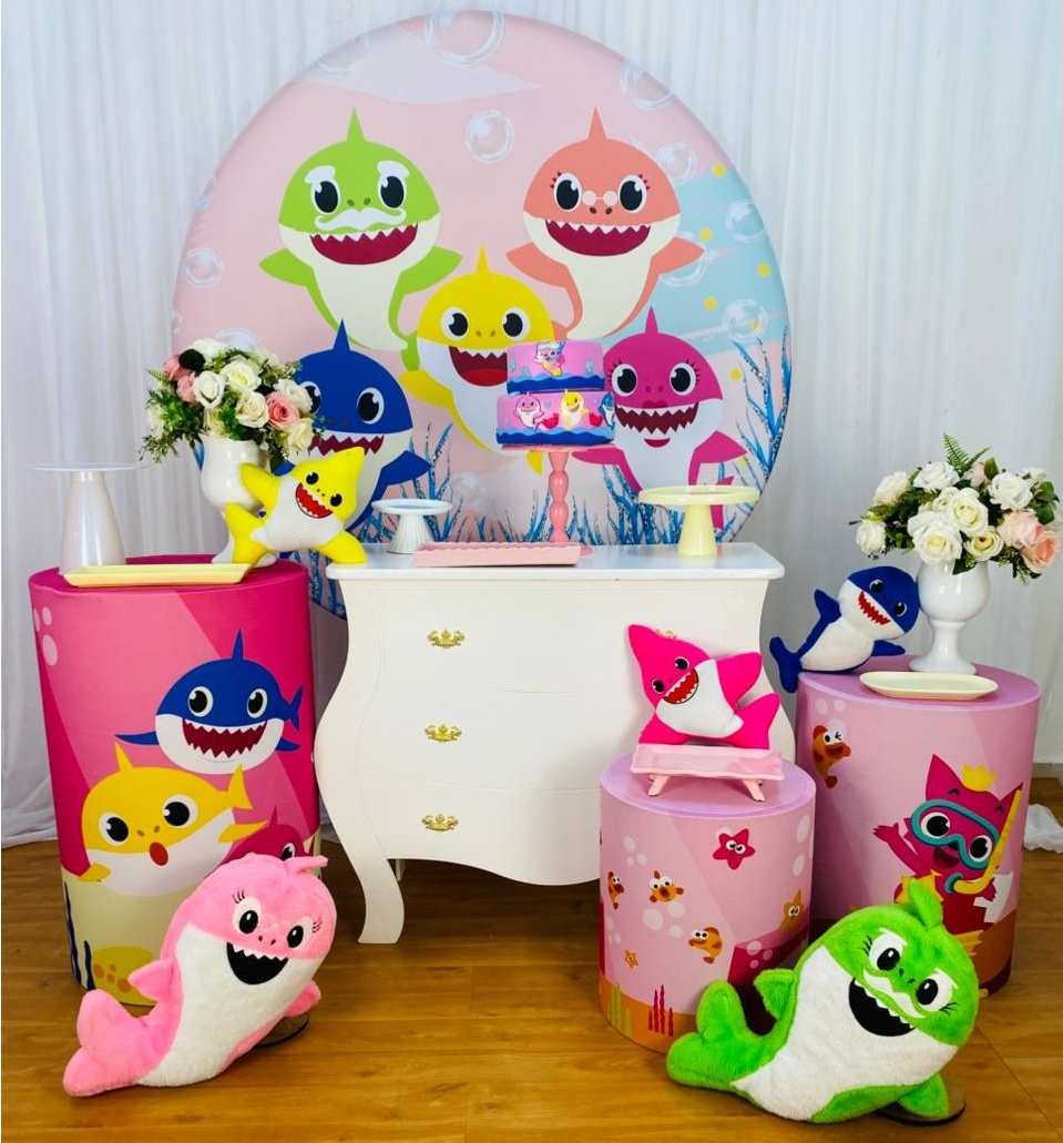 Kit Celebrar - Baby Shark Rosa - João e Maria Festas 