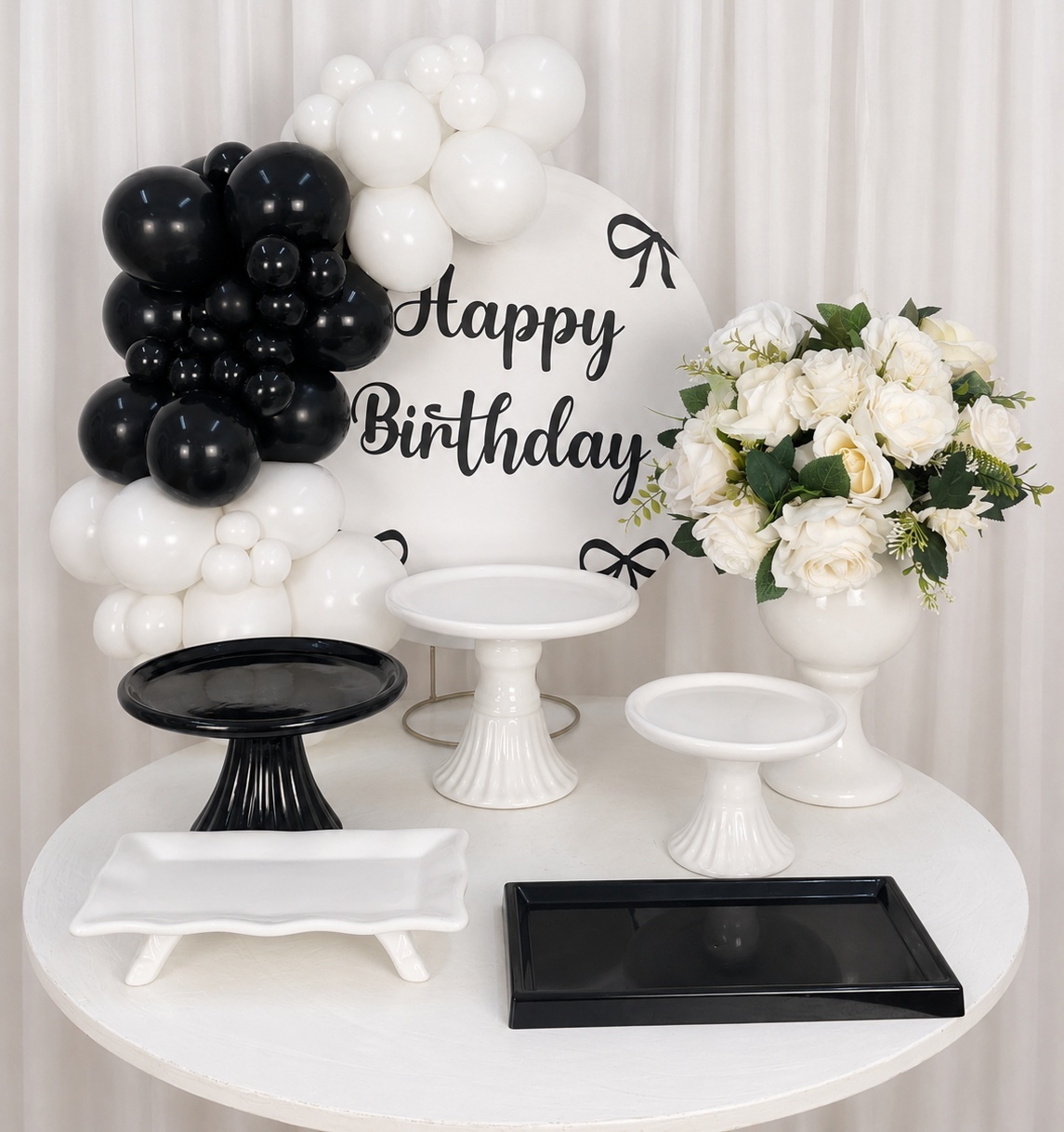 Festa Na Mesa-Laço Preto E Branco - João e Maria Festas 