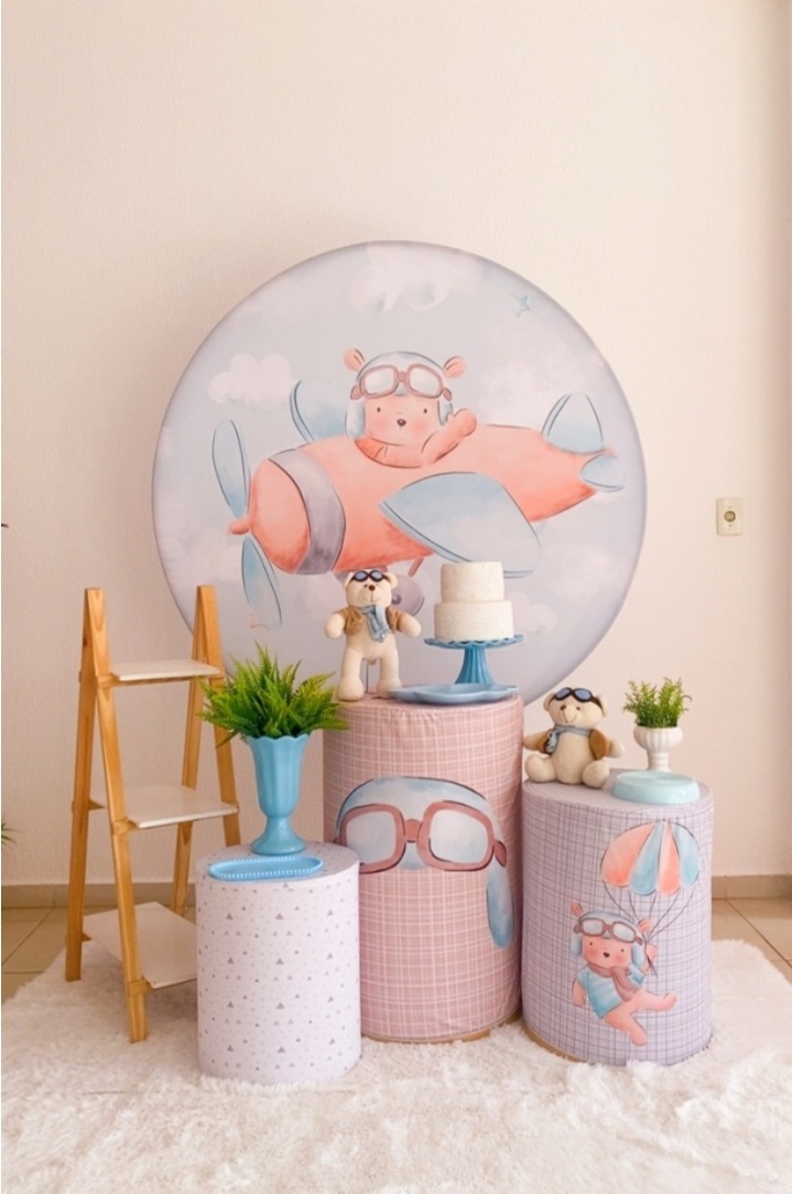 Cha de Bebe Aviador - Kit Afetivo + Escadinha - João e Maria Festas 