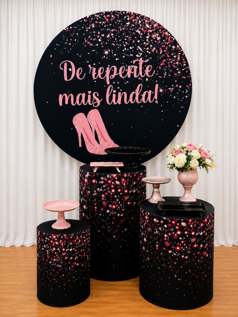 Kit Afetivi Mais Linda ( Preto Com Gliter Rosa ) - João e Maria Festas 